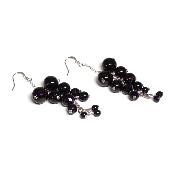 Obsidienne Noire - Boucles d'oreilles en grappes