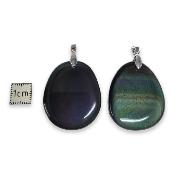 Obsidienne Oeil Celeste - pendentif mini pierre plate